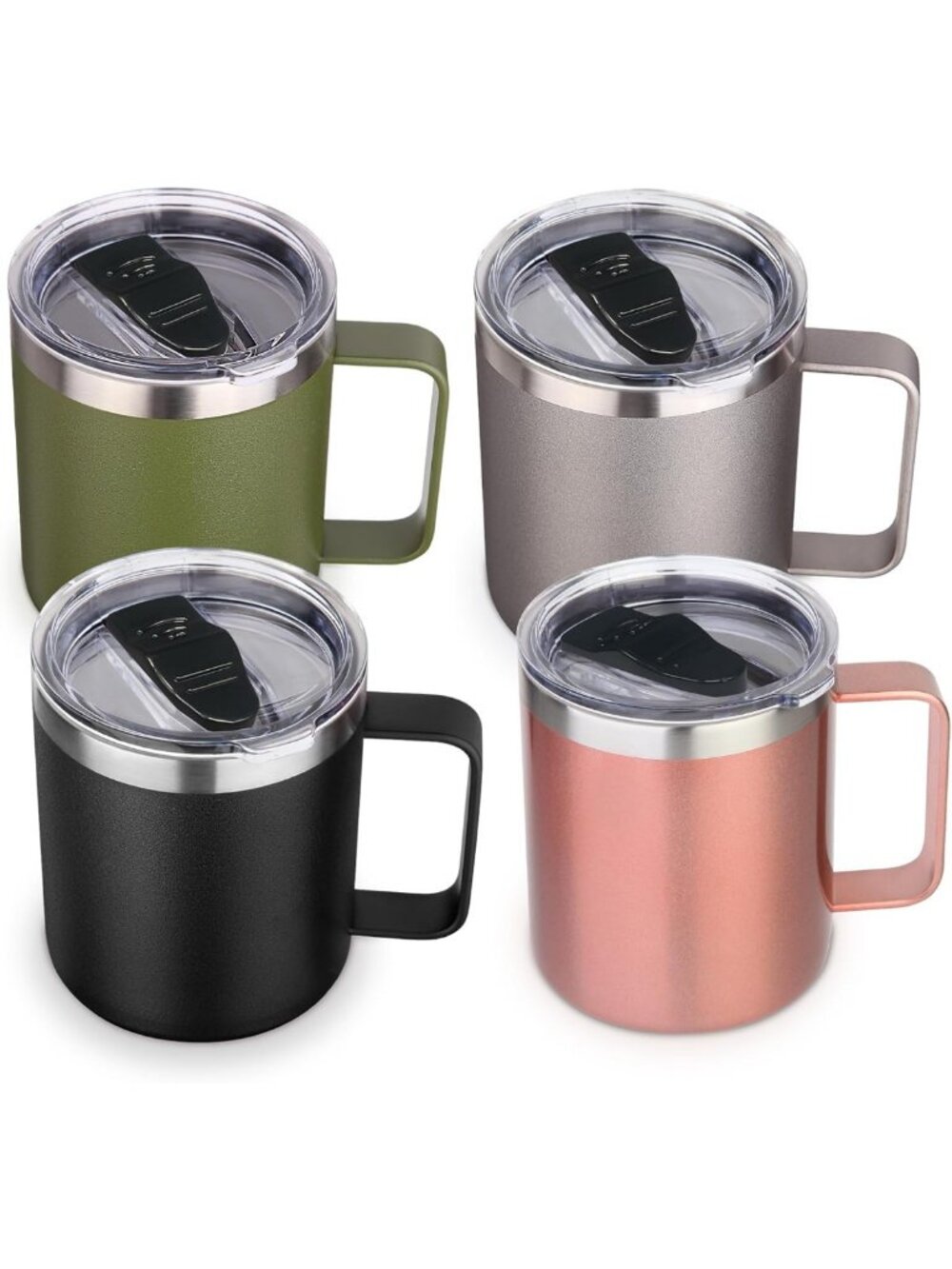 4 Pack Insulated Stainless Steel Coffee Mugs - Double Wall Travel Tumblers with